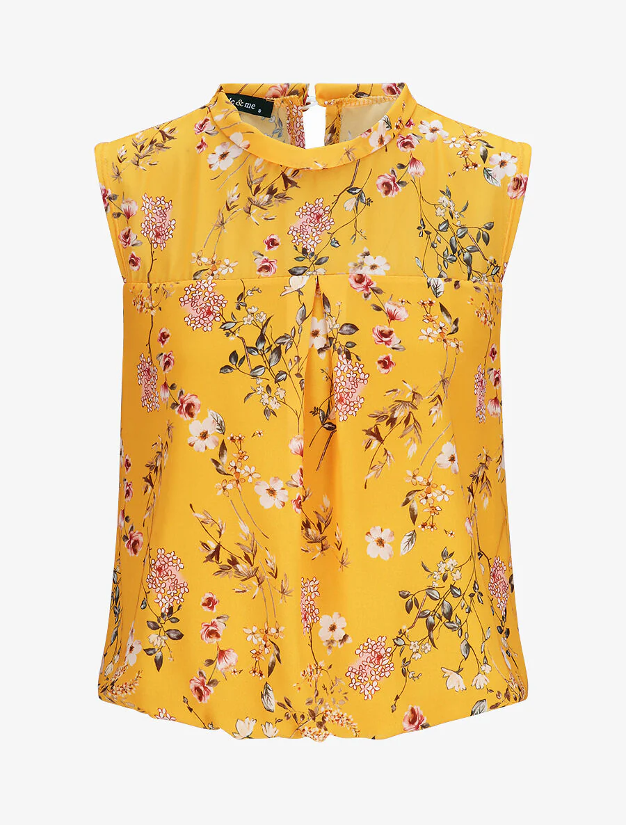 Top met bloemenprint - Mosterd