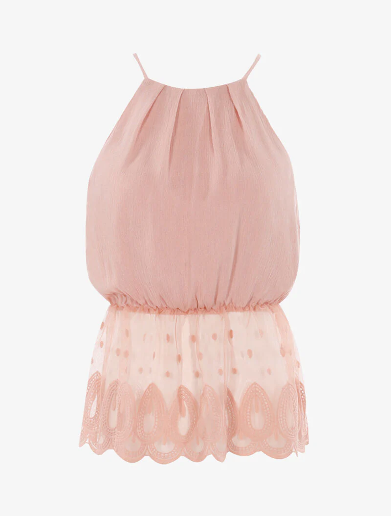 Top bolsnit met haakdetails - roze