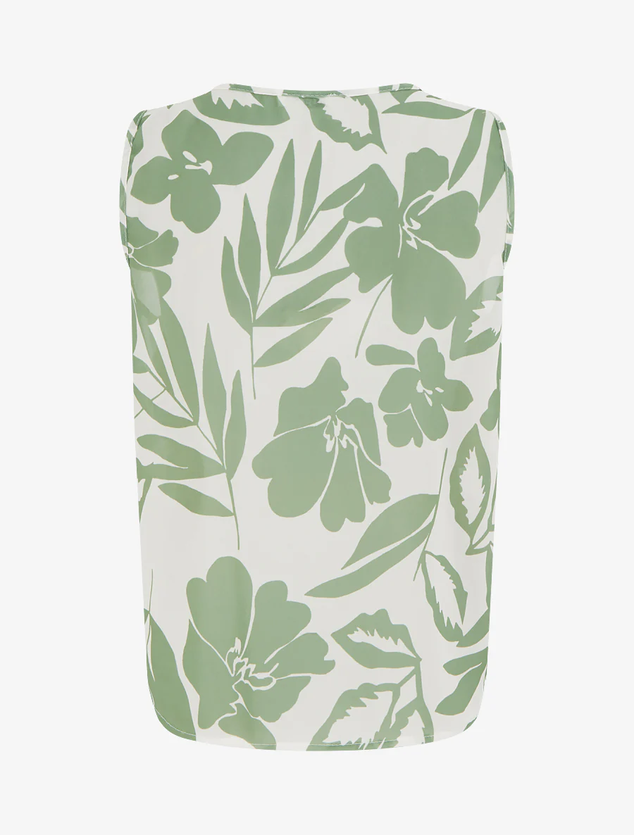 Top in bloemenprint stof - Kaki - Image 2