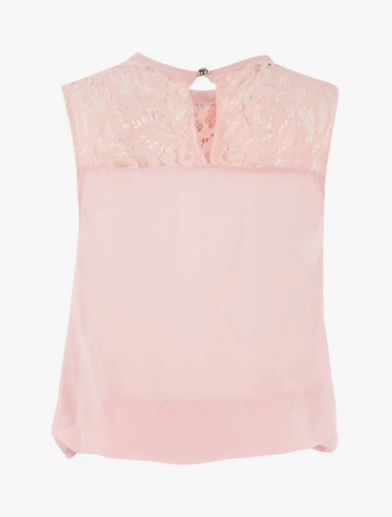 Top met kanten inzetstuk - roze - Image 2