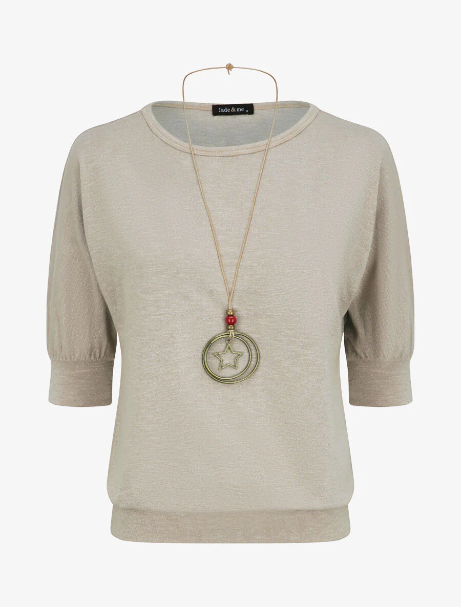 Irise top met 3/4 mouwen - Beige