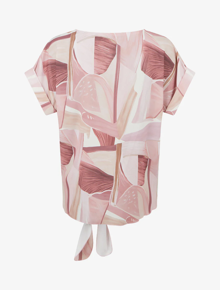 Top met abstracte print en striksluiting - Roos - Image 2