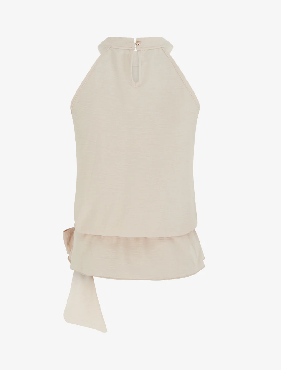 Top met Amerikaanse kraag en knoop - Beige - Image 2