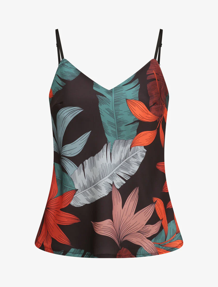 Top met bloemenprint - Zwart