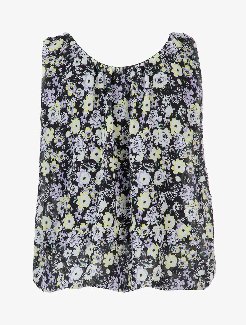 Top met bloemenprint - zwart - Image 2