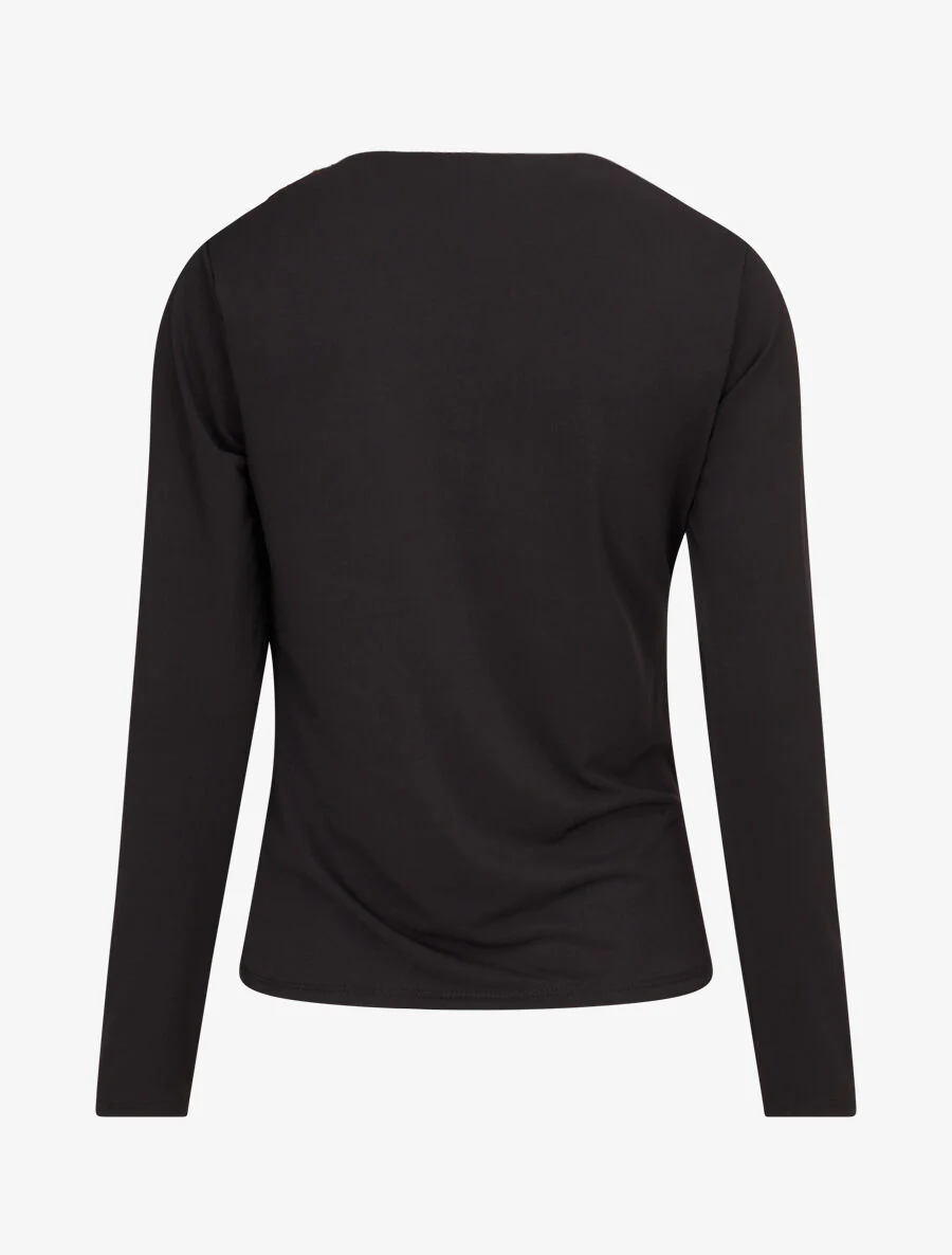 Top met geplooide asymmetrische kraag - zwart - Image 2