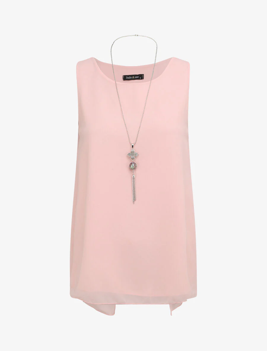 Top met gespleten rug in voile - Lichtroze