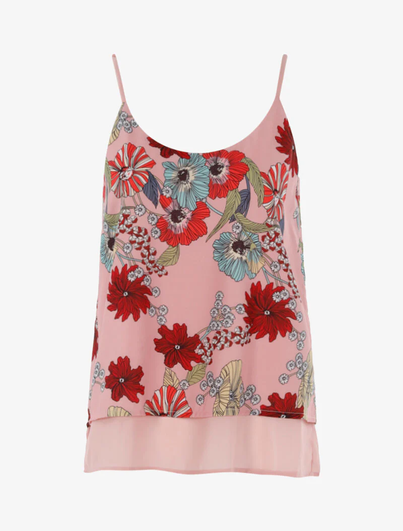 Top met grafische bloemenprint - roze