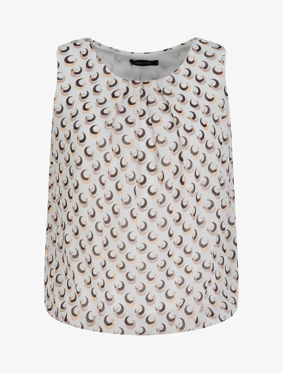 Top met halve maanprint zonder mouwen - Wit
