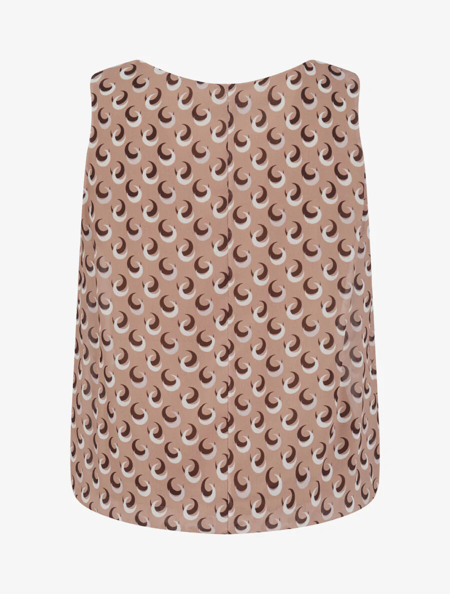 Top met halve maanprint zonder mouwen - taupe - Image 2