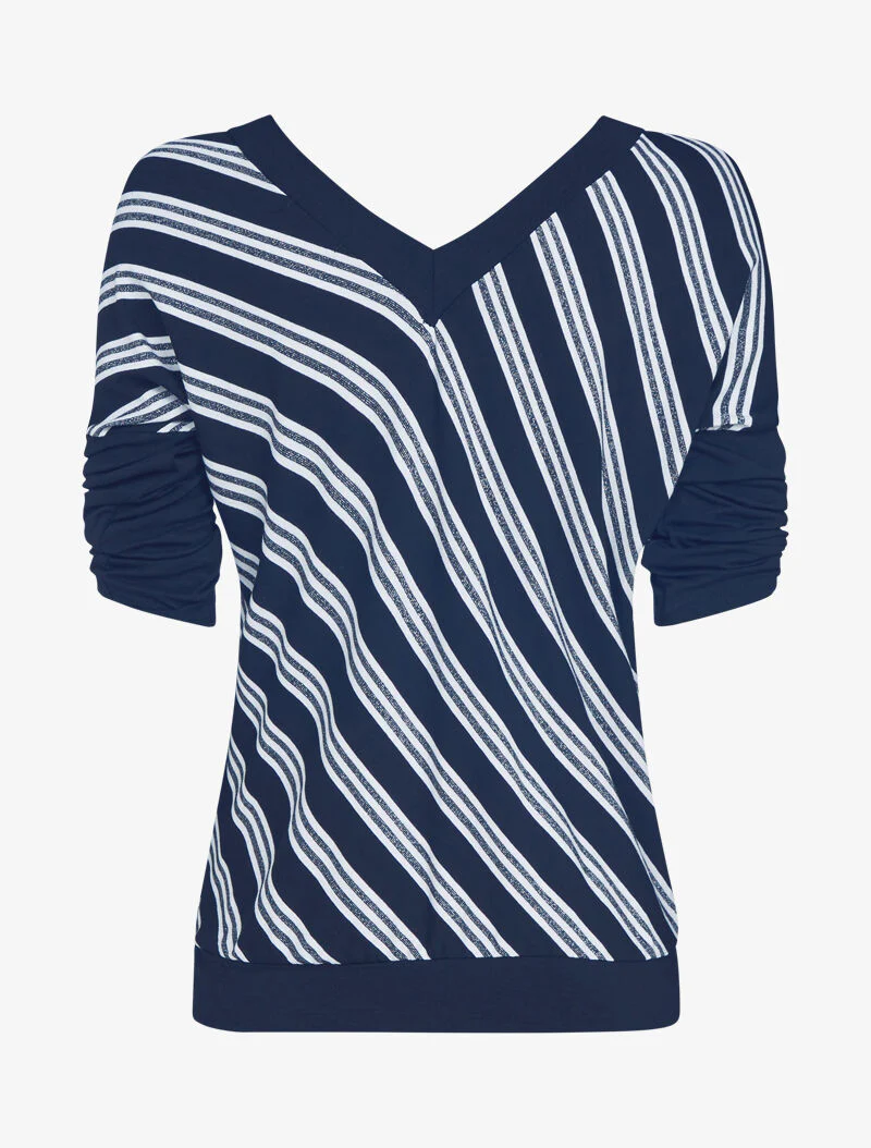 Top met iriserende strepen - donkerblauw - Image 2