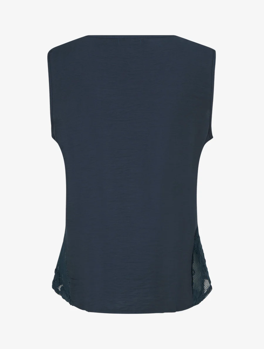 Top met koordachtige details en opengewerkte borduursels. - Marine - Image 2