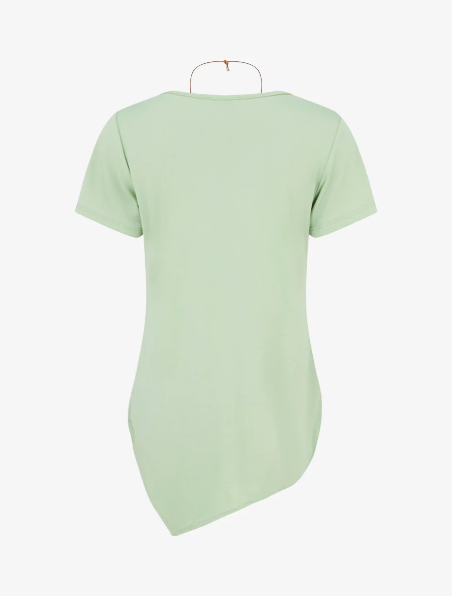 Top met korte mouwen en asymmetrische randen - Watergroen - Image 2