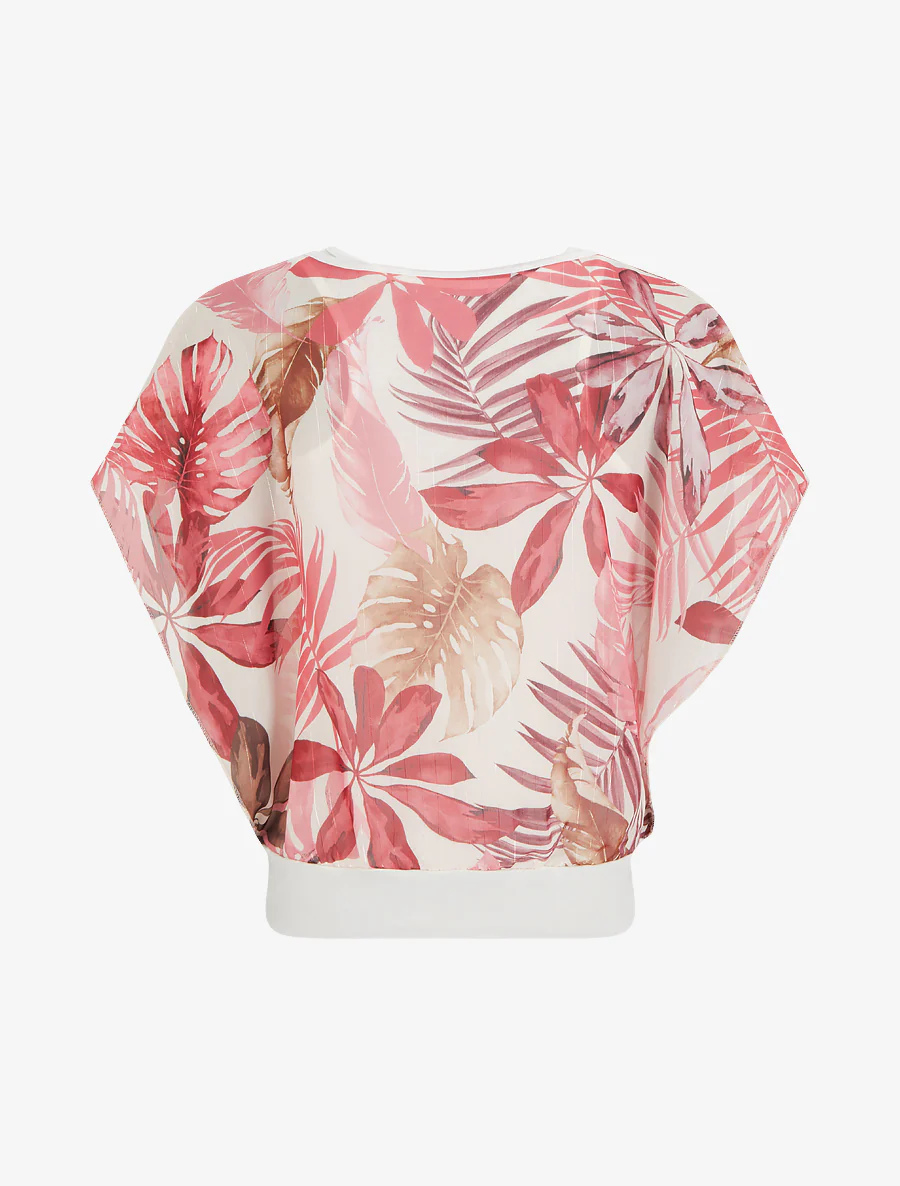 Top met korte mouwen en tropische print - Oudroze - Image 2