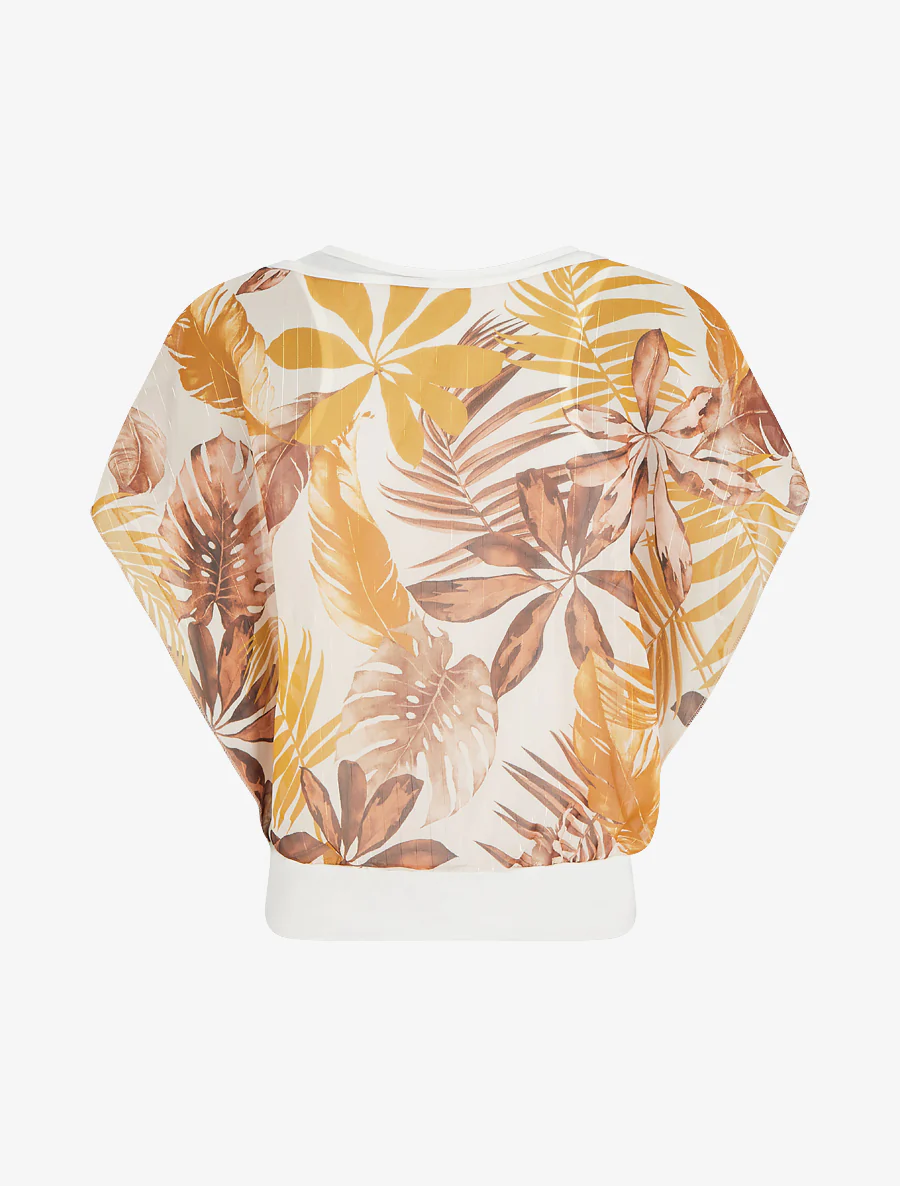 Top met korte mouwen en tropische print - Mosterd - Image 2