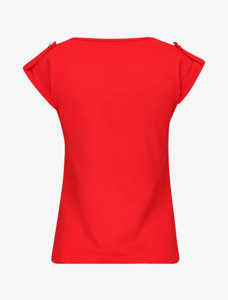 Top met mouwloze revers - rood - Image 2