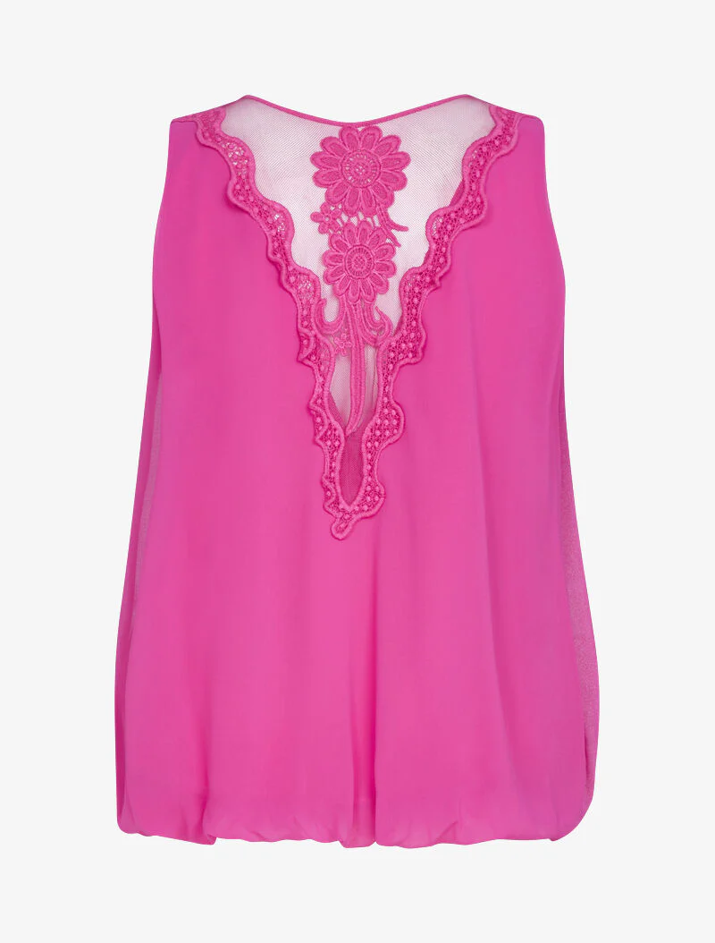 Top met net- en haakdetails - fuchsia - Image 2