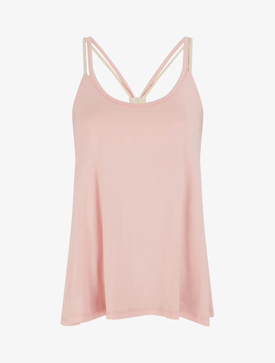 Top met touwstijl bandjes - Roos