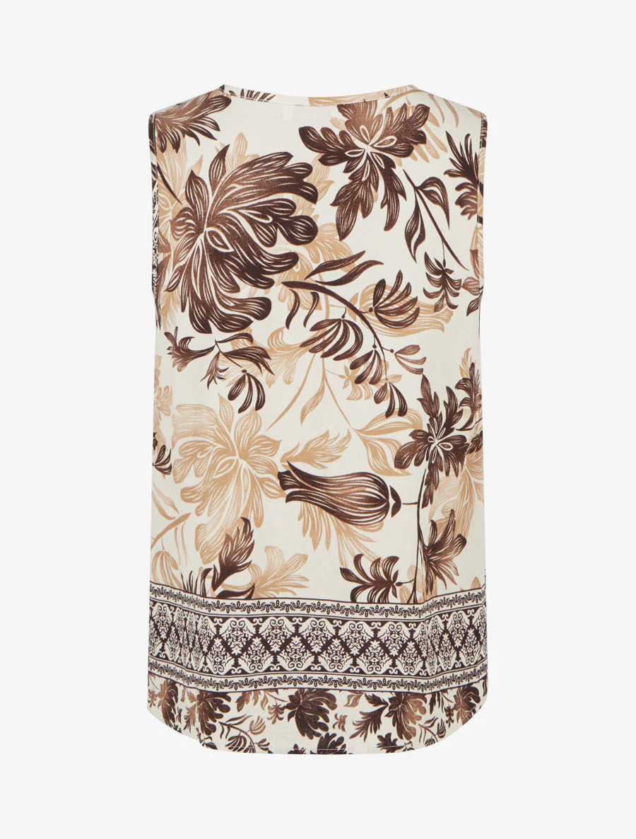 Top met V-hals en plantenprint - Bruin - Image 2