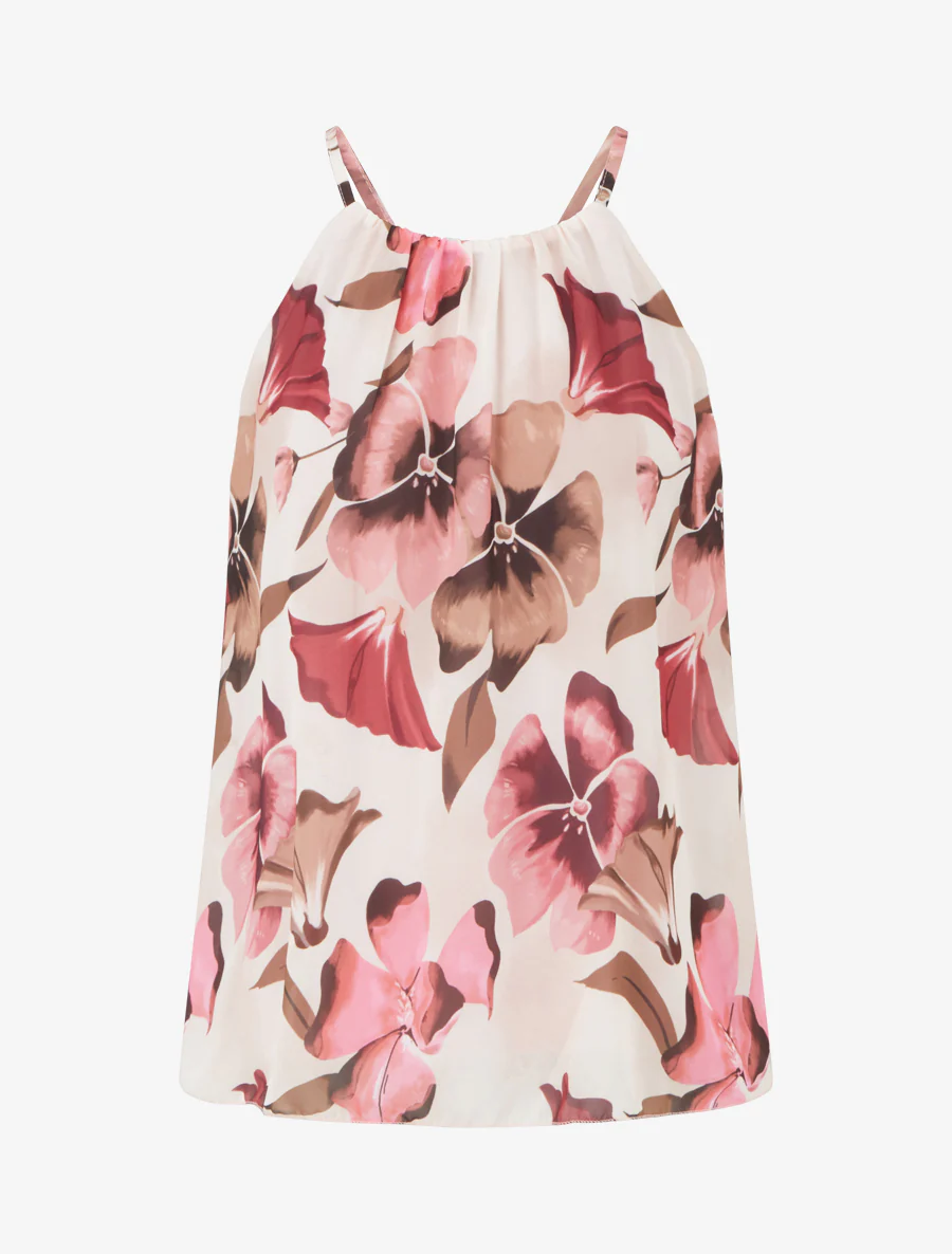 Top met vloeiende bloemenprint - Roos