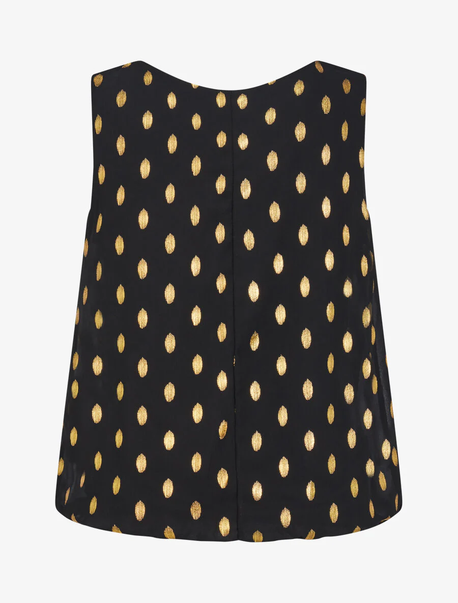 Mouwloze top met iriserende stippenprint - Zwart - Image 2