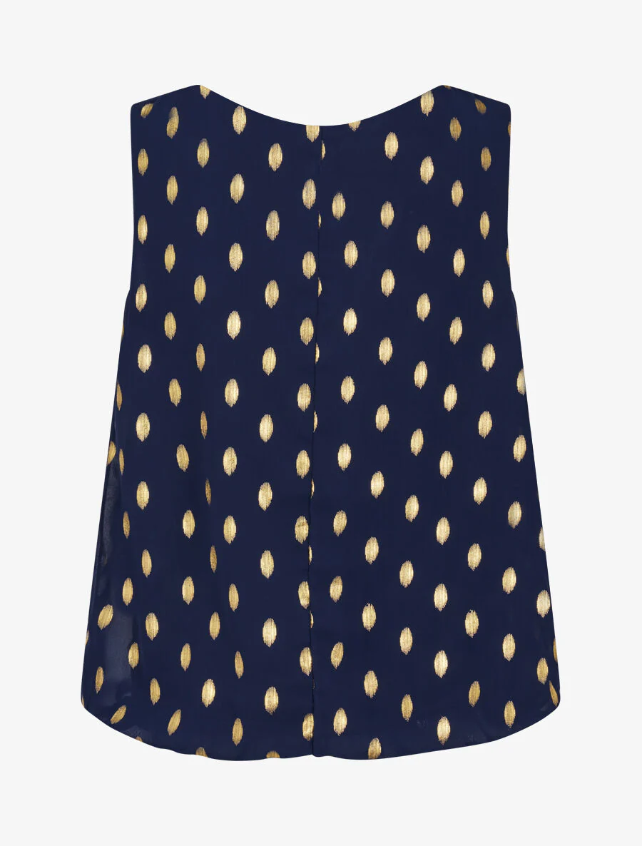 Mouwloze top met iriserende stippenprint - Marine - Image 2