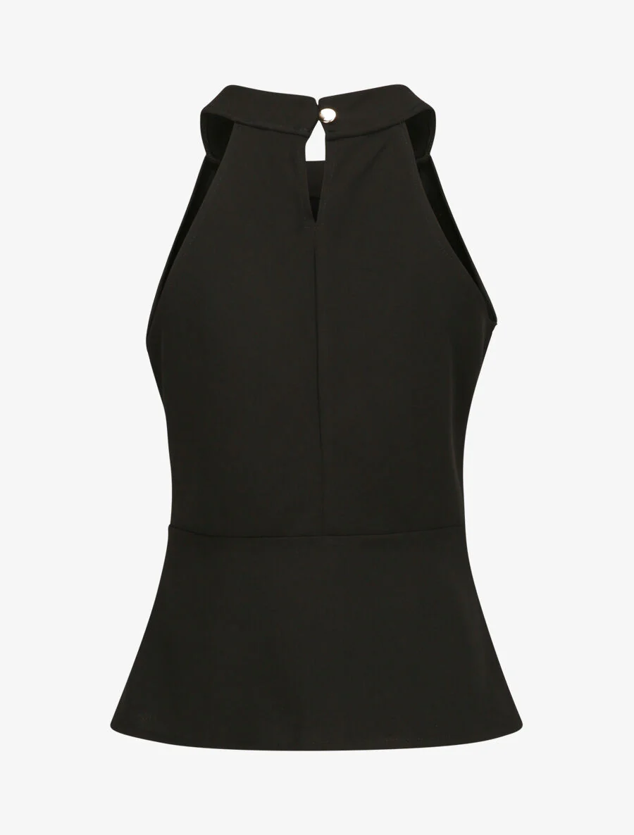 Top peplum met Amerikaanse kraag - Zwart - Image 2