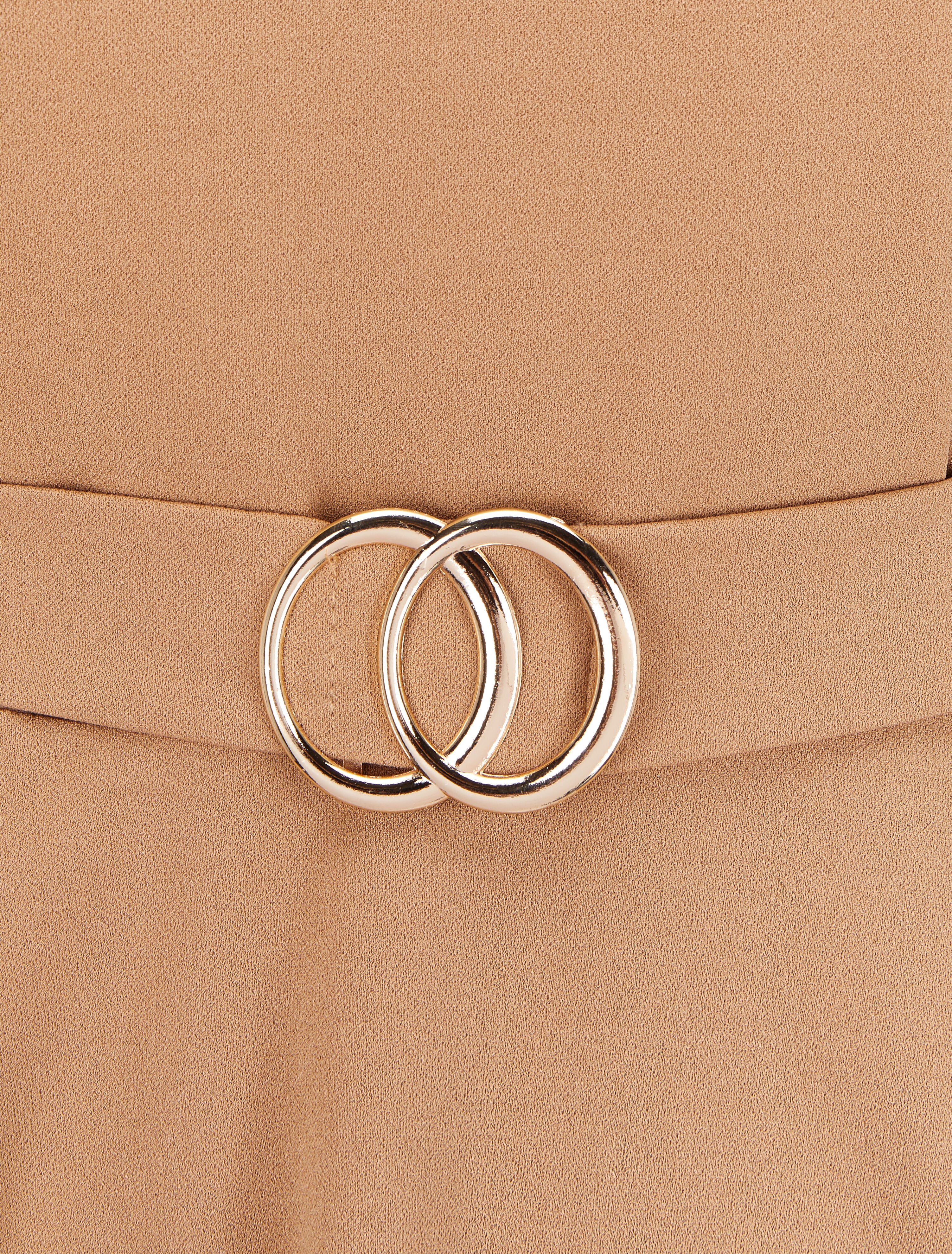 Asymmetrische zoom peplum top - Camel - Image 3