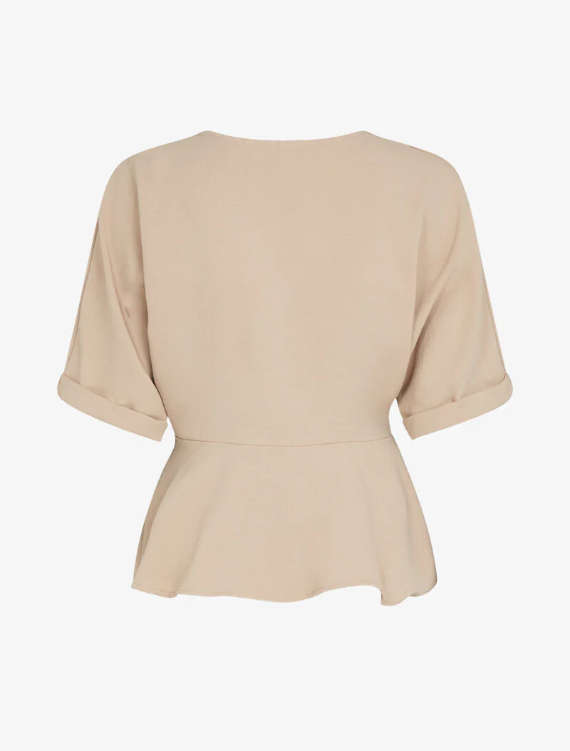 Top peplum met knoopsluiting - camel - Image 2