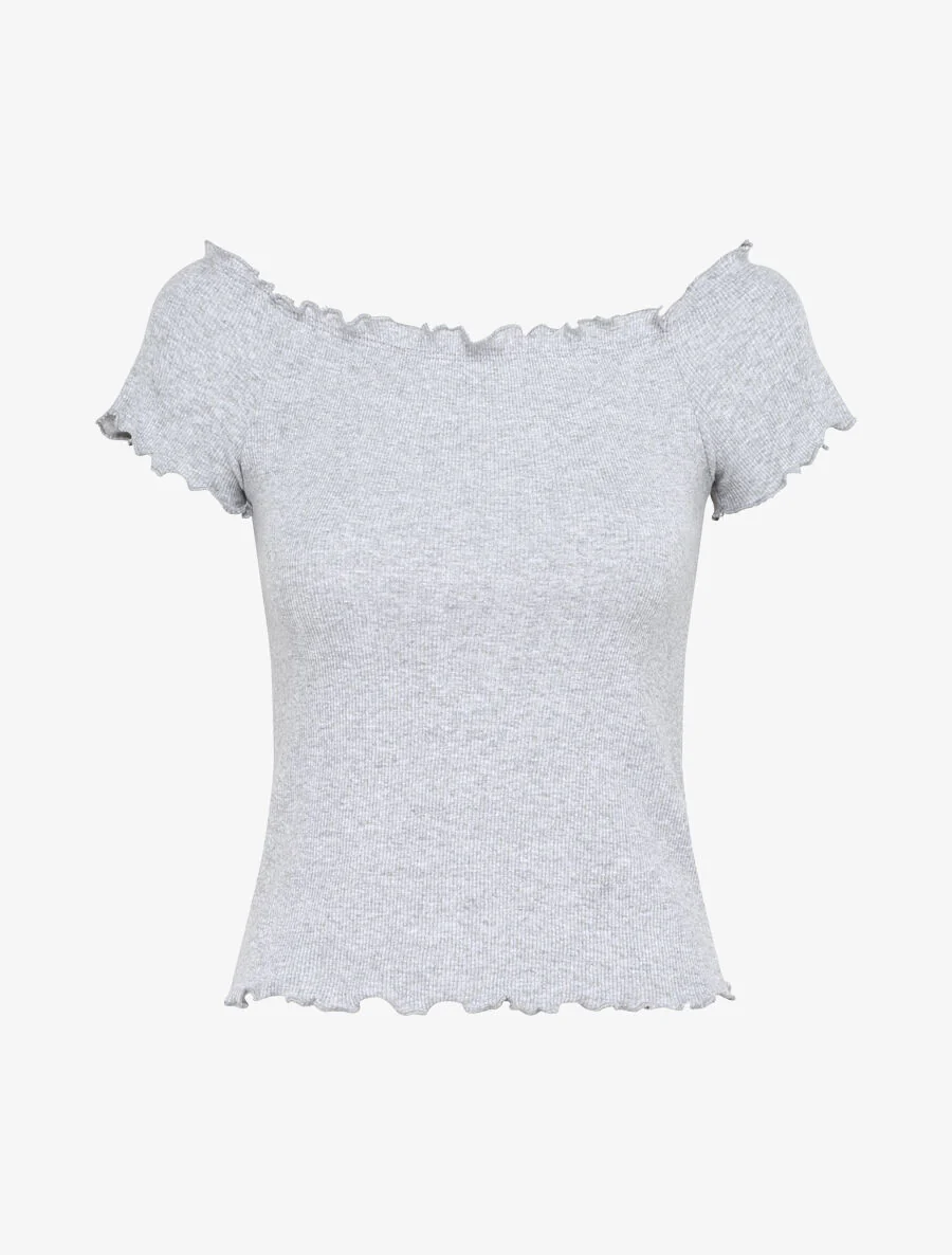 Top slank eenkleurig Bardot - Gemêleerd grijs - Image 2