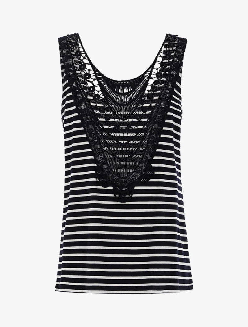 Top in marinestijl met gehaakte rug - marine/wit - Image 2