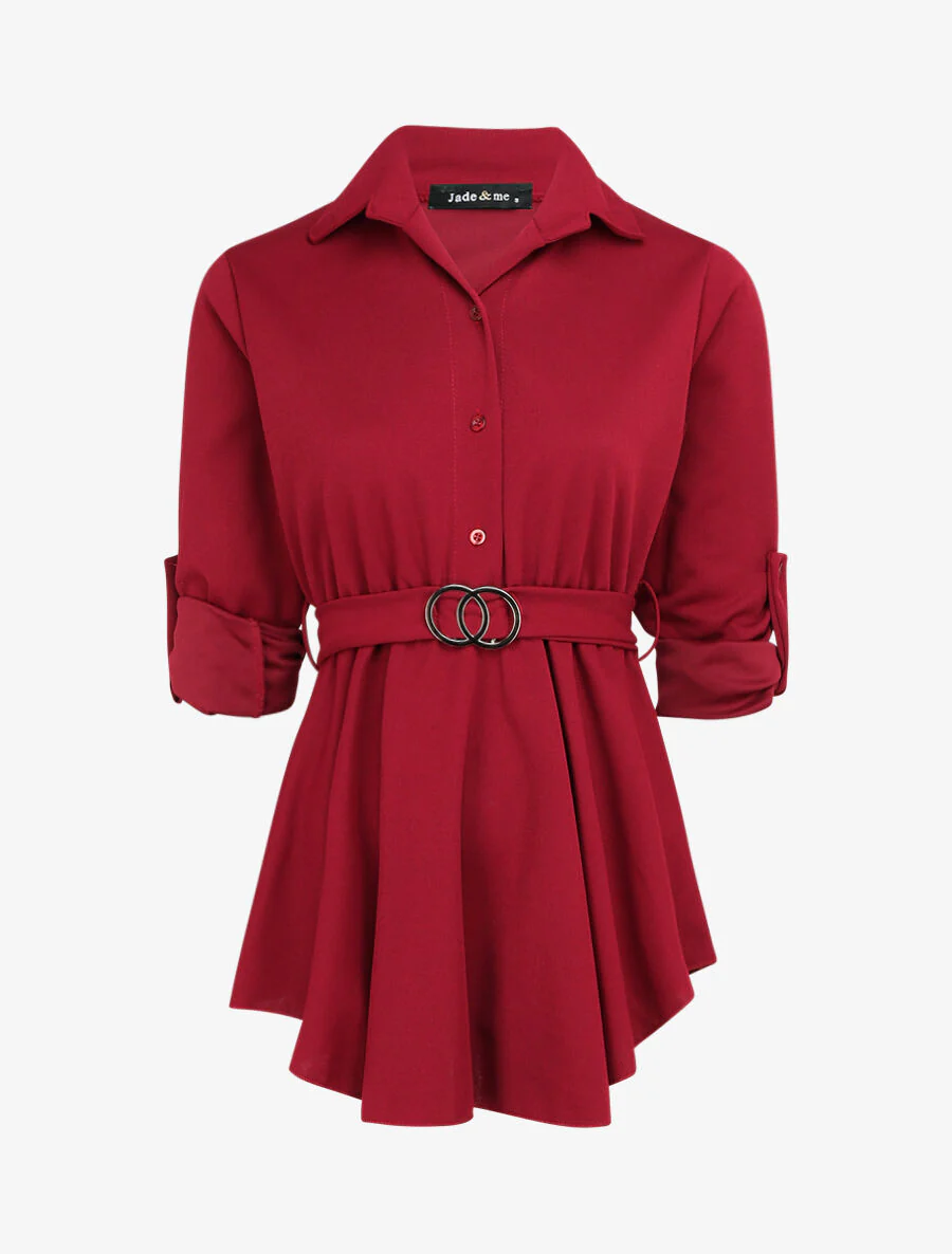 Top stijl blouse met getailleerde taille - Bordeaux