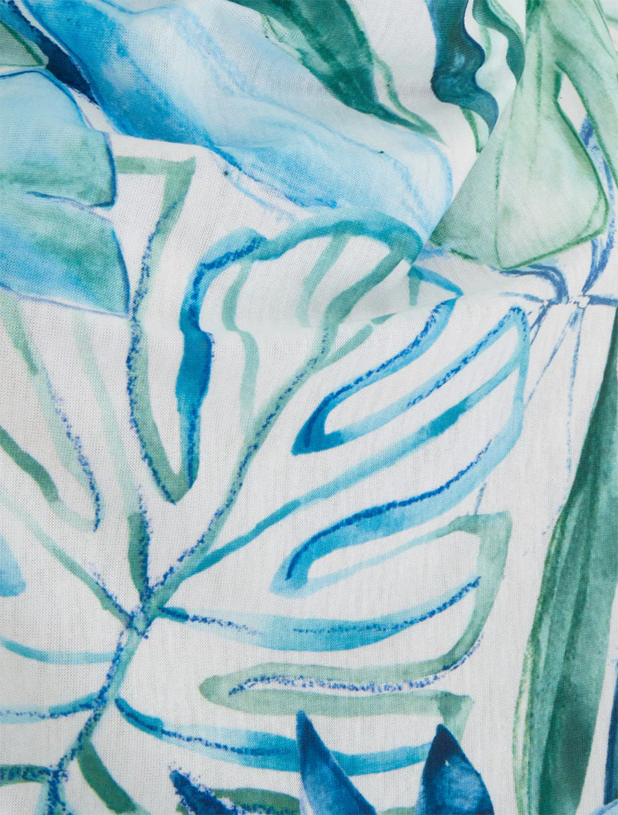Top tropisch met 3/4 mouwen en geplooid effect - Blauw - Image 3