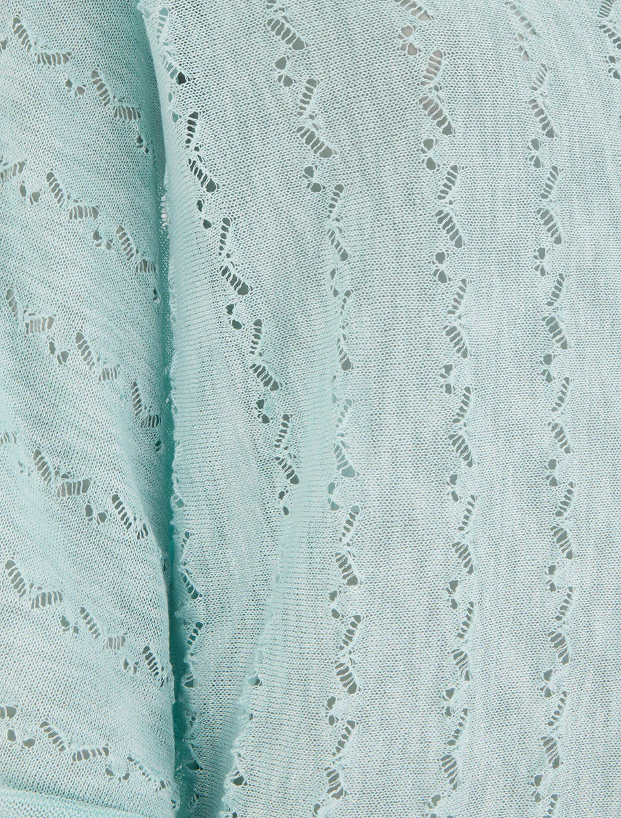 Top van opengewerkte tricot met 3/4 mouwen - Turkoois - Image 3