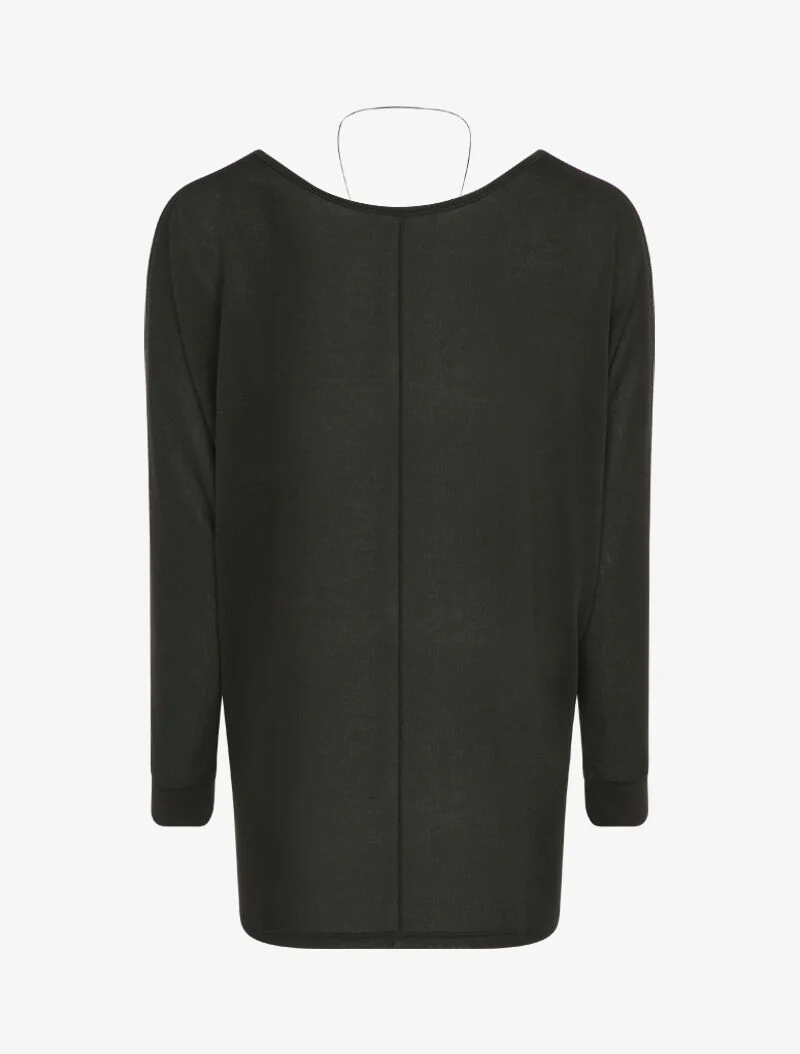 Dolman mouwloze top met ronde hals - Zwart - Image 2