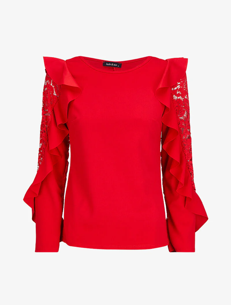Kanten mouwloze top - Rood