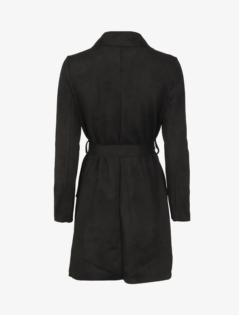 Trenchcoat-stijl jas in suèdine - Zwart - Image 2