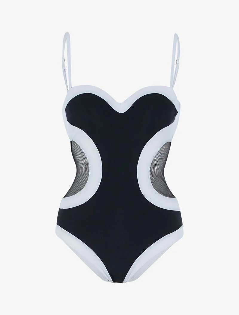 Trikini color block - zwart/wit