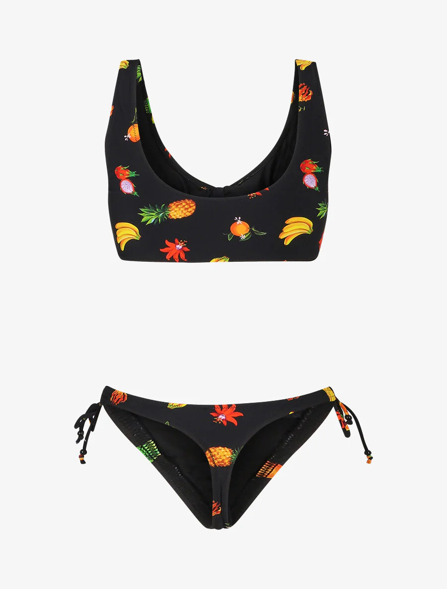 Trompe l'oeil bikinitop met fruitprint - Zwart - Image 2