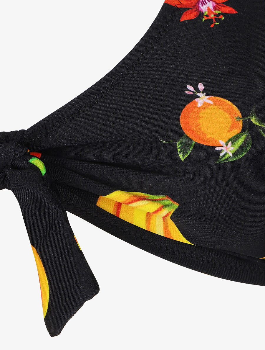 Trompe l'oeil bikinitop met fruitprint - Zwart - Image 3