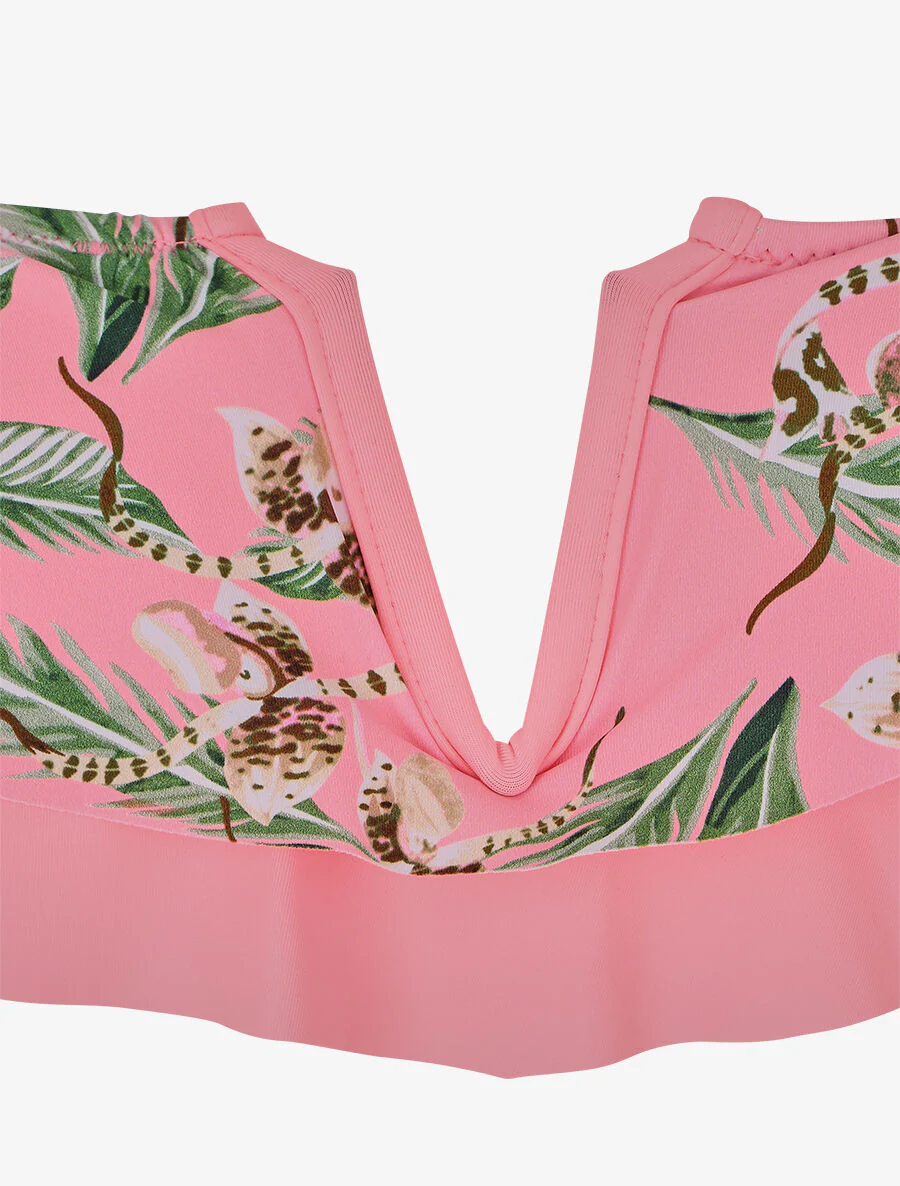 Tropische bikini met franjes - Felroze - Image 3
