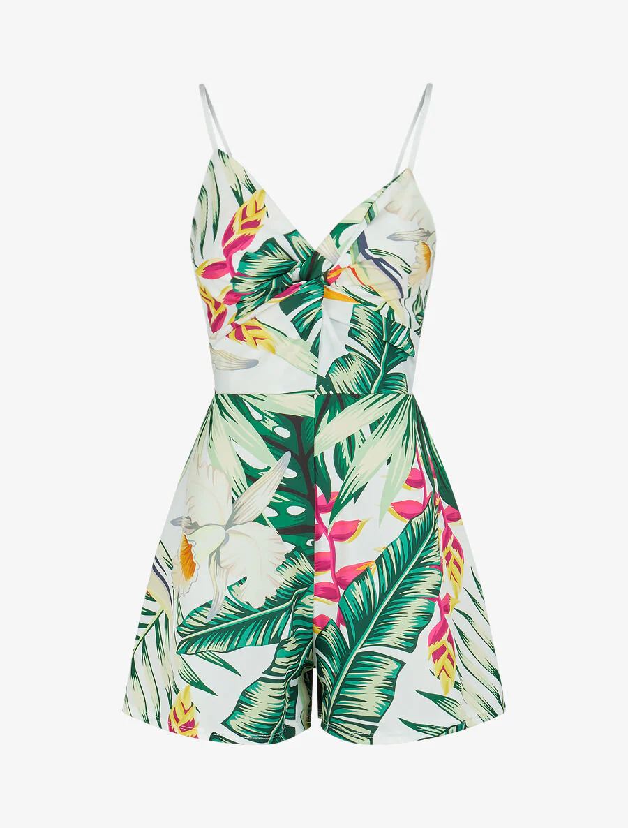 Tropisch bedrukte jumpsuit - Groen