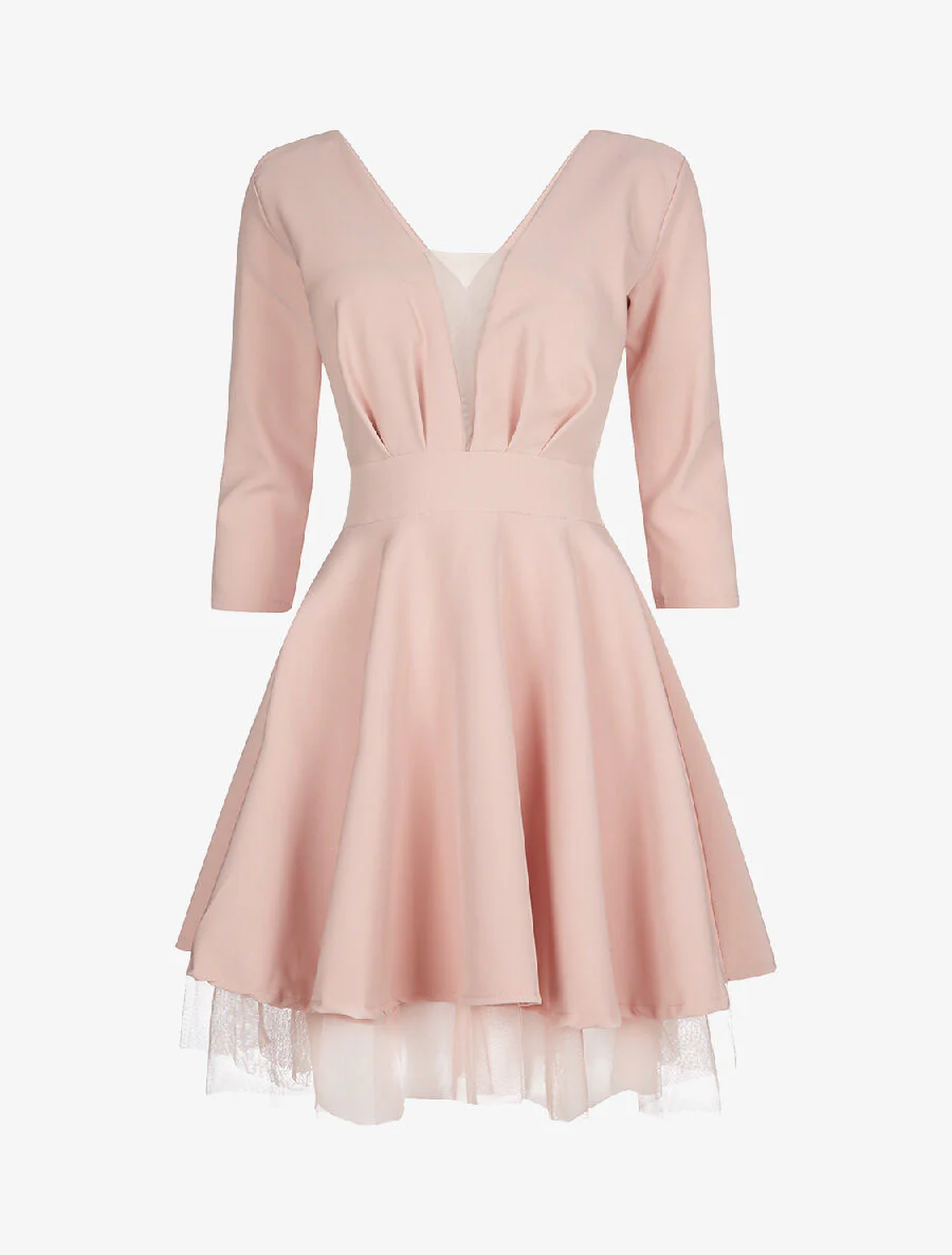 Tule schouderjurk - roze