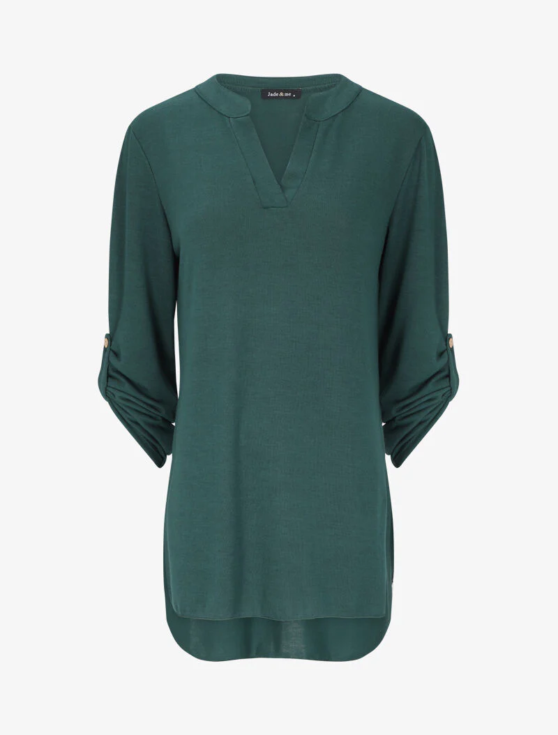 Tuniek met oprolbare mouwen - Groen