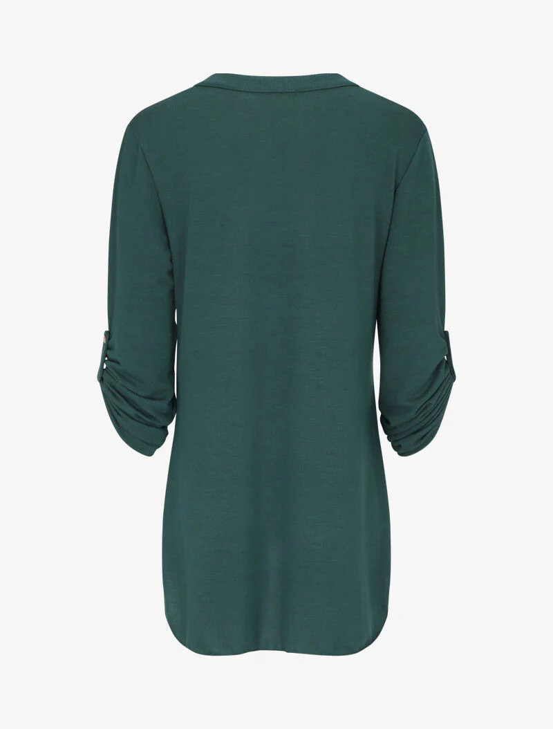 Tuniek met oprolbare mouwen - Groen - Image 2