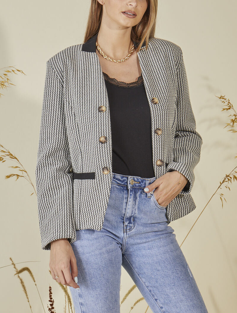 Tweed jasje - Zwart/wit