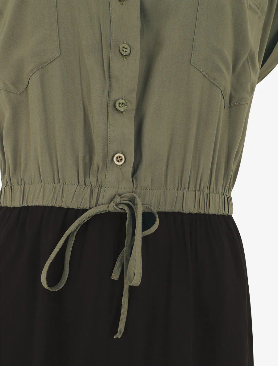 Tweekleurige soepele combishorts - Kakigroen - Image 3