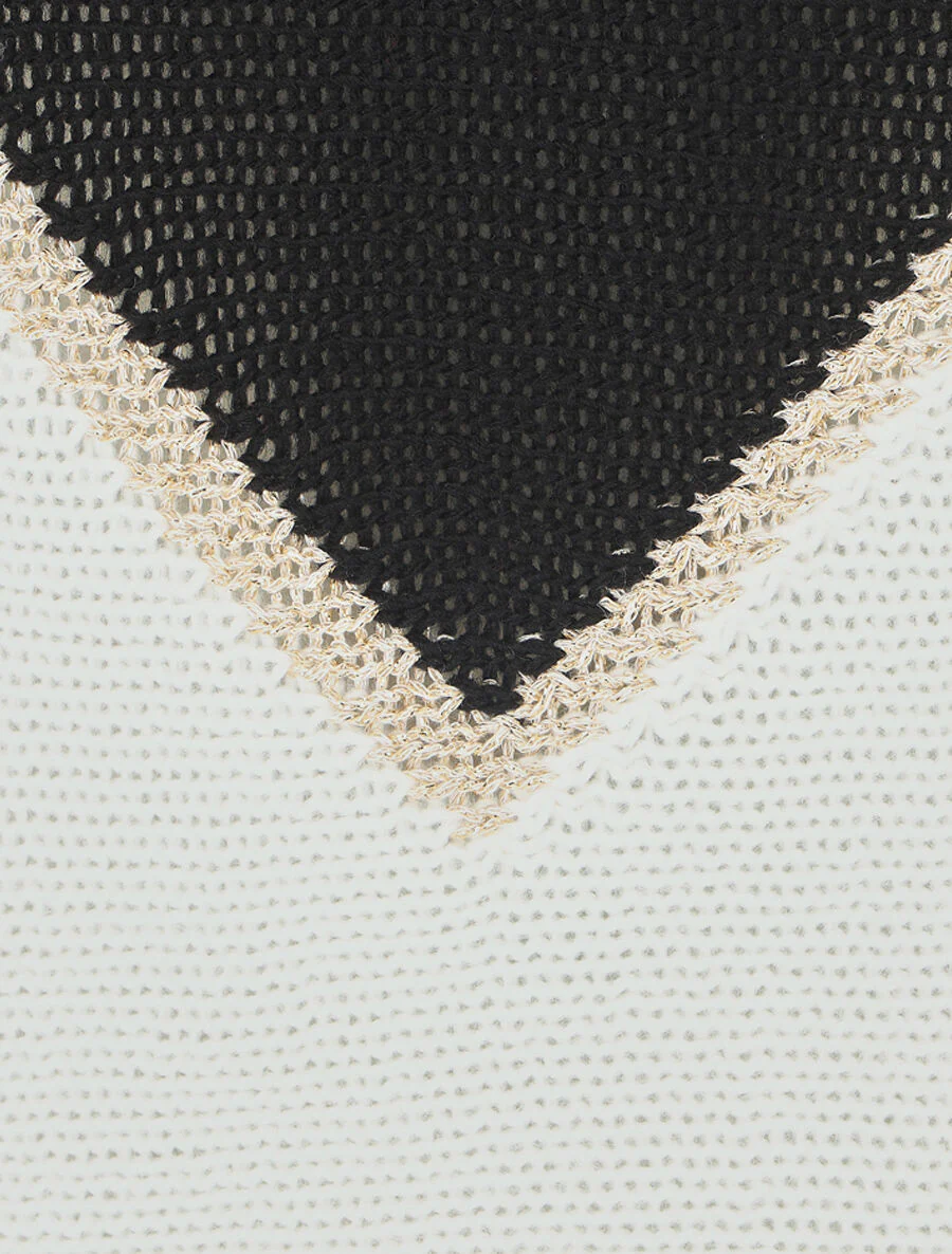 Tweekleurige trui met goudkleurige zigzagrand - zwart - Image 3