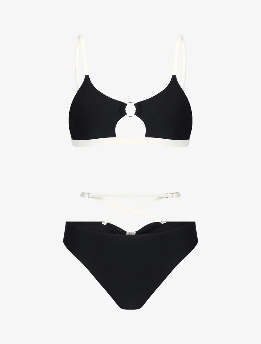 Uitgesneden bikini met ring - Zwart