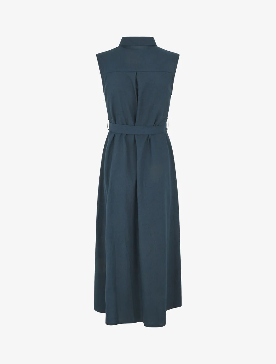 Uitlopende jurk met knopen en zakken - Olie blauw - Image 2